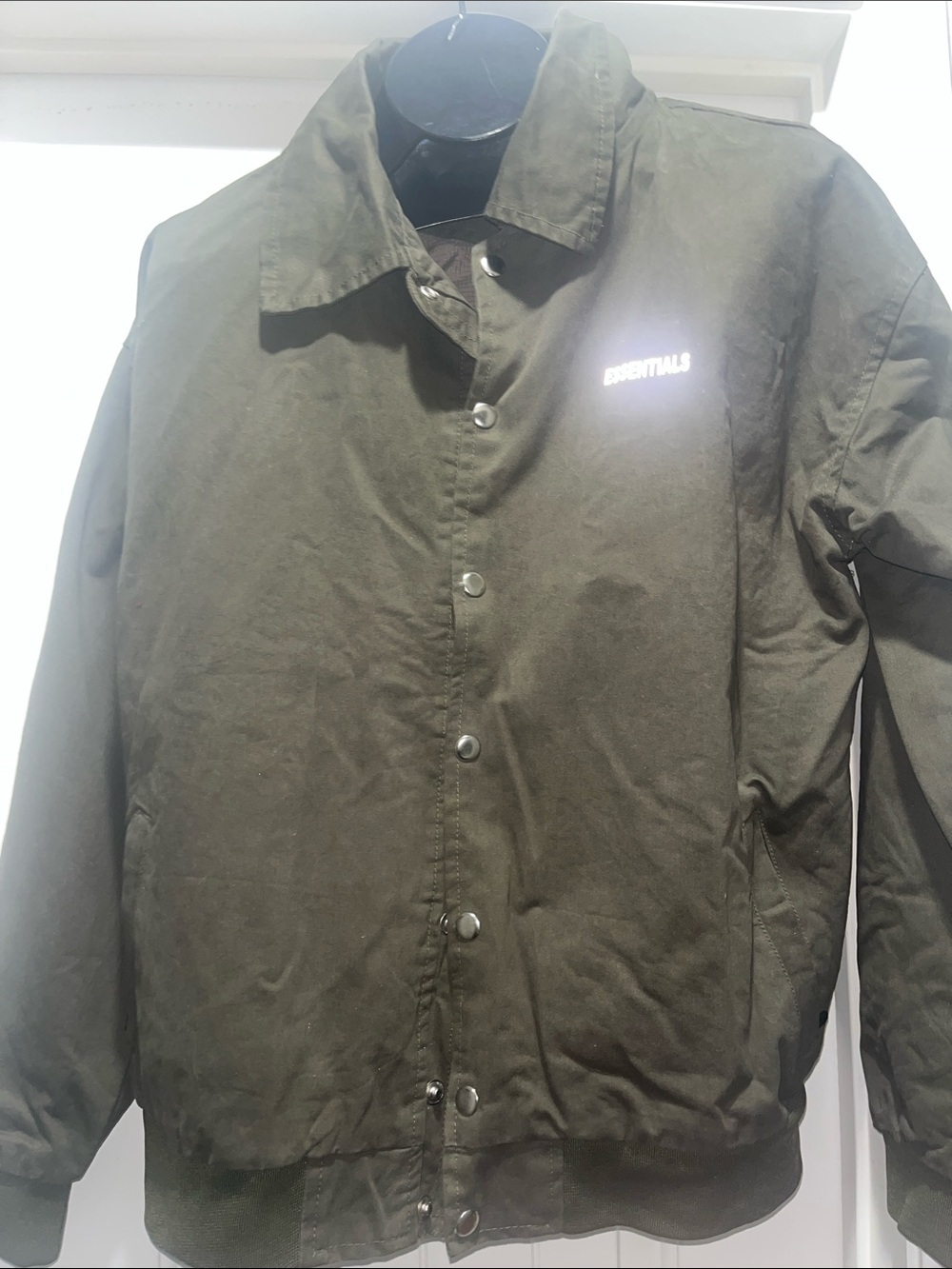 ESSENTIALS Men’s Small Olive Green Coach Jacket